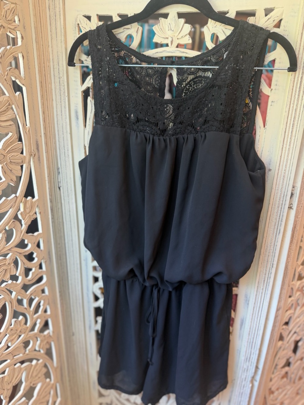 Bisou Bisou Black Lace-Top Romper